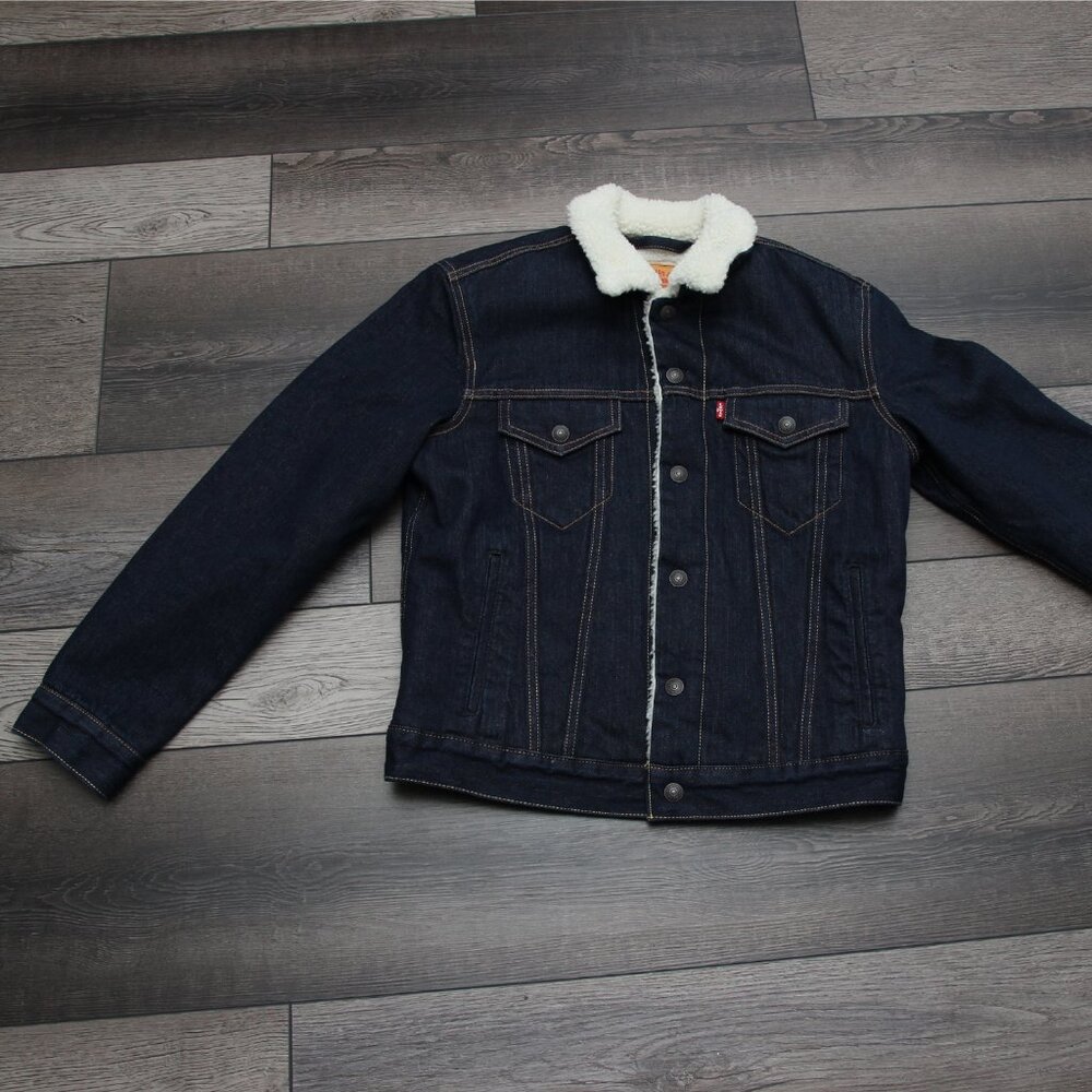 🧥 Levi’s Men’s Sherpa Trucker Jacket 👖 PC9-16365-0075 | Denim Lined Size Small - Picture 14 of 15